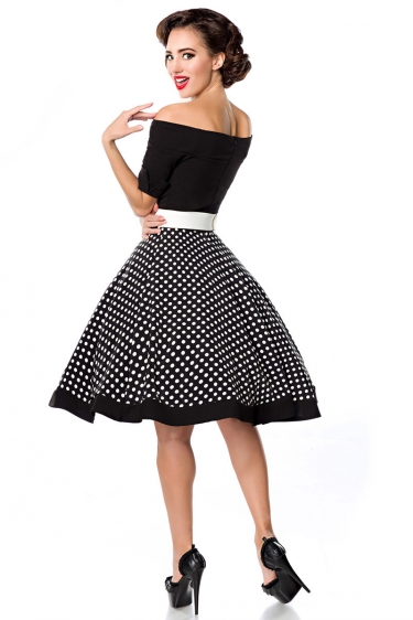 Vintage polka dot  jurk met wijde rok